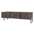 Macedonia TV Unit - Carved Dark Mango Wood - 3 Drawer - Large