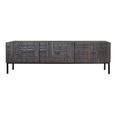 Macedonia TV Unit - Carved Dark Mango Wood - 3 Drawer - Large