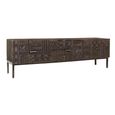 Macedonia TV Unit - Carved Dark Mango Wood - 3 Drawer - Large