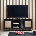 Padstow TV Unit - 150cm - Black and Rattan