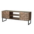 Pinole TV Unit - Copper Geometric - Mango Wood - 2 Door