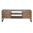 Pinole TV Unit - Copper Geometric - Mango Wood - 2 Door