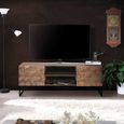 Pinole TV Unit - Copper Geometric - Mango Wood - 2 Door