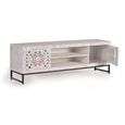 Quintana TV Unit - Washed Carved - Mango Wood - 2 Door - Large