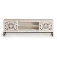 Quintana TV Unit - Washed Carved - Mango Wood - 2 Door - Large