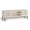 Quintana TV Unit - Washed Carved - Mango Wood - 2 Door - Large