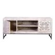 Quintana TV Unit - Washed Carved - Mango Wood - 2 Door