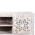 Quintana TV Unit - Washed Carved - Mango Wood - 2 Door
