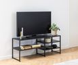 Seaford TV Unit - 120cm - Black Melamine and Metal