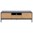 Seaford TV Unit - 2 Drawer - Storage - Oak and Black Metal