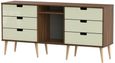 Shanghai Cream Gloss and Walnut Effect 150cm TV Unit with Natural Legs