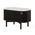 Soho Black TV Unit - Slatted Corner Storage - White Marble Top