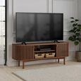 Soho TV Unit - 130cm - Slatted Small Storage - Dark Oak
