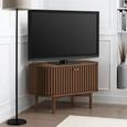 Soho TV Unit - Slatted Corner Storage - Dark Oak
