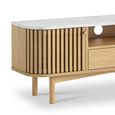 Soho Oak TV Unit - 130cm - Slatted Storage - White Marble Top