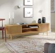 Soho TV Unit - 180cm - Slatted Large Storage - Oak
