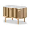 Soho Oak TV Unit - Corner - Slatted Storage - White Marble Top