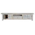 Soleil Storage Large TV Unit - White Washed - Mango Wood