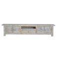 Soleil Storage Large TV Unit - White Washed - Mango Wood