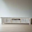 Soleil Storage Large TV Unit - White Washed - Mango Wood