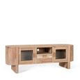 Turin Storage Curved TV Unit - 2 Door - Acacia Wood