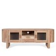 Turin Storage Curved TV Unit - 2 Door - Acacia Wood