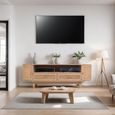 Vance Curved Natural Rattan and Mango Wood 152cm TV Unit