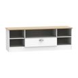 Victoria TV Unit - 145cm - Wide - White and Riviera Oak