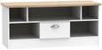 Victoria White and Riviera Oak 110cm TV Unit