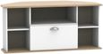 Victoria White and Riviera Oak 115cm Corner TV Unit