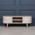 Washed Mango Wood TV Unit - Curved - 2 Door