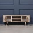 Washed Mango Wood TV Unit - Curved - 2 Door