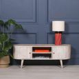 Washed Mango Wood TV Unit - Curved - 2 Door
