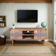 William Acacia Ribbed with Gold Trim 145cm TV Unit