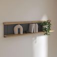 Pontypool Wall Shelf - Dark Grey and Light Oak