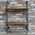 Shelves - Black Metal Pipe - 2 Wooden Wall Shelves