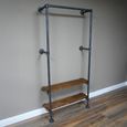 Shelving Stand - Metal Pipe - Wood - Industrial Style