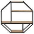Seaford Wall Rack - Octagonal - Oak and Black Metal