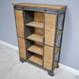 Tall Cabinet - Fir Wood and Metal - Industrial - on Wheels