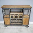 Cabinet - Fir Wood and Metal - Wide - on Wheels