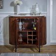 Opal Fluted Drinks Cabinet - White Marble Top - Mango Wood