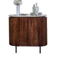 Opal Fluted Drinks Cabinet - White Marble Top - Mango Wood