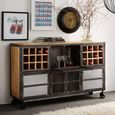 Evoke Sideboard - Wine Rack - On Wheels - Industrial Style - Wooden and Metal