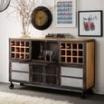 Evoke Sideboard - Wine Rack - On Wheels - Industrial Style - Wooden and Metal