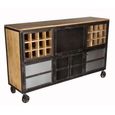 Evoke Sideboard - Wine Rack - On Wheels - Industrial Style - Wooden and Metal