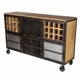 Evoke Sideboard - Wine Rack - On Wheels - Industrial Style - Wooden and Metal