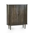 Arya Ribbed Dark Oak Wine Cabinet - 2 Door