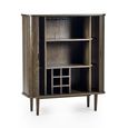 Arya Ribbed Dark Oak Wine Cabinet - 2 Door