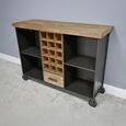 Wine Cabinet - Fir Wood and Metal - 1 Drawer