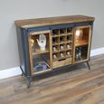 Wine Cabinet - Fir Wood and Metal - 2 Door